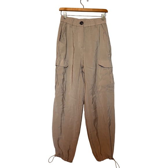 Joie Tan Lightweight Parachute Cargo Pants Womens XS Relaxed Utility Trousers - Picture 2 of 10